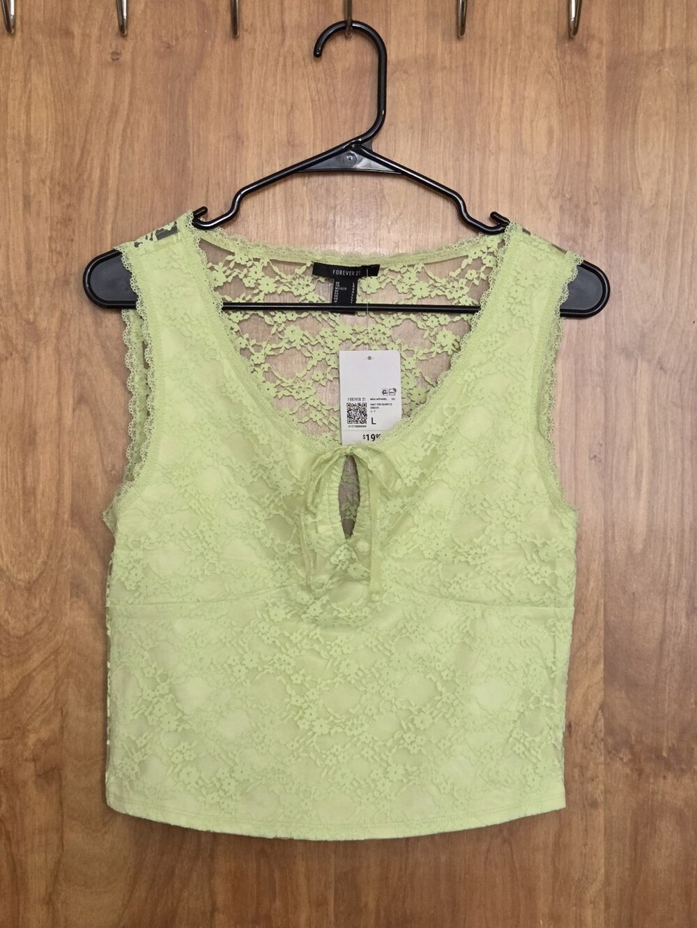 Forever 21 Lime Lace Tie-Front Tank 9a